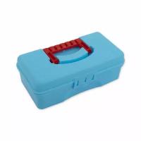 Коробка для мелочей 4 ячейки, 8х23,5х12,5см, пластик, голубой