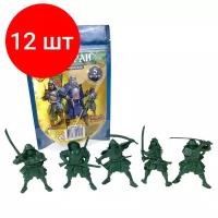 Комплект 12 шт, Набор солдатиков Русский стиль "Самураи", 5 фигурок, пакет с европодвесом