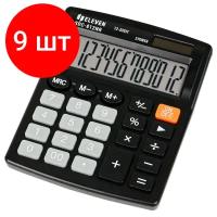 Комплект 9 шт, Калькулятор настольный Eleven SDC-812NR, 12 разрядов, двойное питание, 127*105*21мм, черный