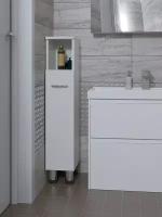 Шкаф для ванной комнаты с нишей 20х30х103 см МДФ белый глянец / напольная/ шкаф в ванную / пенал / тумба для ванной комнаты / тумба в ванную комнату