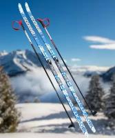 Лыжный комплект ЦСТ Step (с насечками), длина лыж 180 см, длина палок 140 см, крепление автомат