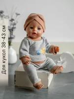 Одежда для куклы Беби Бон (Baby Born) 43см, Rich Line Home Decor, ИП-Х-992_Серый-св-кор-мишка-с-повязкой