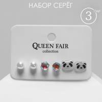 Серьги пусеты Queen Fair, пластик, мультиколор