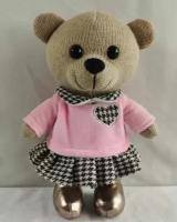 Мягкая игрушка Knitted. Мишка вязаный девочка в розовом джемпере 22см - Abtoys [M4864]