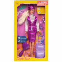 Кукла Defa Lucy Стюардесса в фиолетово-белой форме, аксесс. 29 см 8286d/фиолетово-белая