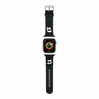 Karl Lagerfeld для Apple Watch 45/44/42 mm ремешок 3D Rubber NFT Karl & Choupette heads Black