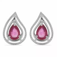 Серьги из серебра 925 с Рубином