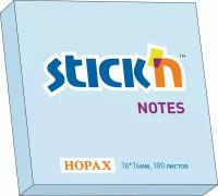 Бумага для заметок с клеевым краем STICK'N HOPAX, 76*76 мм, голубой, 100 л (в упаковке 3 блока)