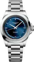 Швейцарские механические с автоподзаводом часы Longines Conquest L3.430.4.97.6 на стальном браслете, с водозащитой 10 бар и международной гарантией от производителя