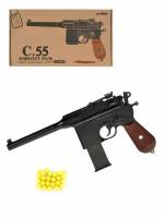 Пистолет пневматический игрушечный Airsoft Gun C55 (металл, съемный магазин, пульки) 100001969