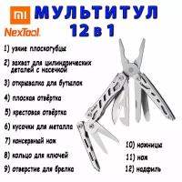 Мультитул 12 функций в 1 Xiaomi NexTool Mini Flagship (NE20146, KT5022), многофункциональный, Цвет: Серый