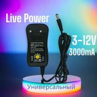 Блок питания с регулировкой 3-12V/3000mA + 8 Переходников