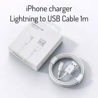 Зарядный кабель (1 метр) USB Lightning на Apple iPhone, iPad, AirPods / Провод ЮСБ Лайтнинг для зарядки телефона Эпл Айфон, Айпад, Аирподс / Белый