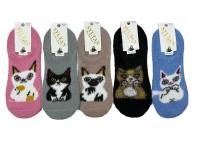 Комплект женских носков из шерсти норки SYLTAN 1273 5 пар, 37-41 размеры (цветные котики)