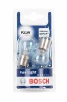 Лампа автомобильная накаливания Bosch Pure Light 1987301017 P21W 12V 21W BA15s 2 шт