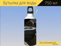 Бутылка фляга для воды "Таз со святой водой, святая вода, бассейн" 750 мл. с карабином и принтом