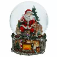 Фигурка декоративная в стекл. шаре "Санта" (музыка), D 15 см, L15 W15 H20,5 см, 2в