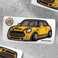 Виниловая наклейка машинка Mini Cooper желтый