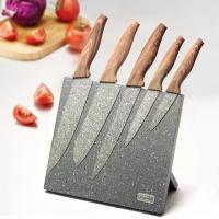 Набор кухонных ножей 6 предметов Kamille КМ 5046 с магнитной подставкой (5046 / серый)