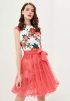 DISORELLE / Платье футляр с цветочным рисунком и дополнительной прозрачной розовой юбкой, размер 46