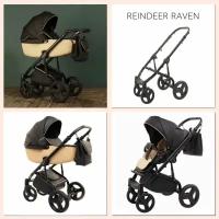 Универсальная коляска Reindeer Raven, 2 в 1, бежевый, цвет шасси: черный