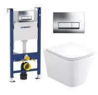 Комплект 3 в 1 инсталляция Geberit Duofix + унитаз Enio Binario + кнопка хром Delta51