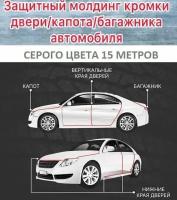 Защита кромки дверей, багажника, капота для Hyundai Accent с металлической вставкой (серый)