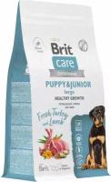 Сухой корм для щенков крупных пород Brit Care Dog Puppy&Junior L Healthy Growth, с индейкой и ягненком 1,5 кг