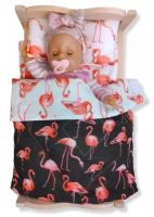 Комплект для большой куклы до 50 см Lili Dreams: одеяло, подушка, матрас Аксессуары для кукол Фламинго ЧБ