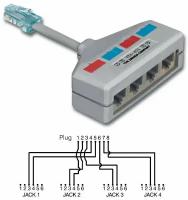 Разветвитель Siemon YT4-4U1 (4Pr.T568A -> 4 x 1Pr.USOC)