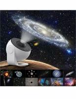 Планетарий-проектор,детский ночник со светодиодным звездным проектором Night Light, HD Galaxy, вращение на 360, синхронизация, бесшумный дизайн, белый