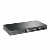 TP-Link TL-SG3428X-UPS JetStream 24 портовый гигабитный управляемый коммутатор уровня 2+ с 4 слотами SFP+ 10GE и источником бесперебойного питания