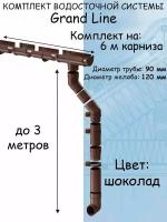 Комплект водосточной системы Grand Line шоколад 6 метров (120мм/90мм) водосток для крыши пластиковый Гранд Лайн коричневый (RAL 8017)