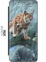 Чехол-книжка Дикая рысь на Honor X7a / Хонор Х7а черный