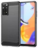 Накладка силиконовая для Xiaomi Redmi Note 11 Pro / Xiaomi Redmi Note 11 Pro 5G / Xiaomi Redmi Note 12 Pro 4G карбон сталь чёрная