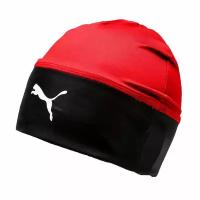 Шапка спортивная зимняя PUMA LIGA Beanie, 02235501, полиэстер, эластан, красно-черная