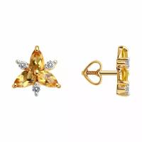 Серьги Diamant из золота с цитринами и фианитами 51-322-02329-5