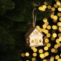 Рождественская декорация домик с LED подсветкой 8 см