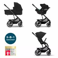 Коляска 3 в 1 Cybex Balios S Lux BLK 2023г с дождевиком и адаптерами Moon Black