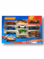 Набор машинок металл 10 шт, расцветка Хот Вилс, DIE-CAST, 28*19*4 см