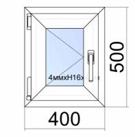 Окно ПВХ VEKA WHS Halo/ ш.40см*в.50см/поворотное/левое/однокамерный стеклопакет/фурнитура Accado (Турция)