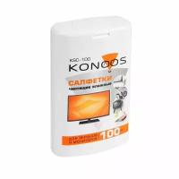 Салфетки для очистки техники Konoos KSC-100, влажные, для экранов, банка, 100 шт (комплект из 7 шт)