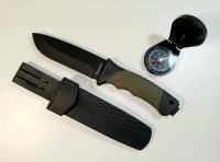 Нож туристический охотничий с фиксированным лезвием в пластиковых ножнах Gerber с компасом в комплекте