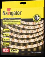 Светодиодная лента Navigator 71 427 NLS-5050WW60-14.4, 5 м, 12 В, теплый белый, IP65