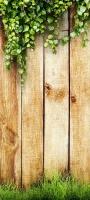 Самоклеящиеся фотообои "Деревянный забор с листвой", размер: 90x200 см