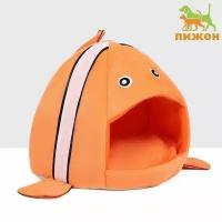 Домик для животных "Рыбка-клоун", 31 х 30 х 28 см, оранжевый 9923029