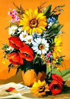 Картина по номерам натюрморт, полевые цветы, 40x50см "Букет маков в вазе", Paintboy, букет цветов, розы, сирень, ромашки, тюльпаны