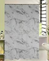 621-93 Занавеска в пакете MARBLE WHITE Vanstore, кремовый, полиэстер 180x180 см