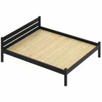 Кровать двуспальная Классика из массива сосны со сплошным основанием, 200х150 см (габариты 210х160), цвет черного оникса