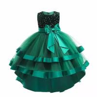 Нарядное платье для девочки, размер 120, зеленый